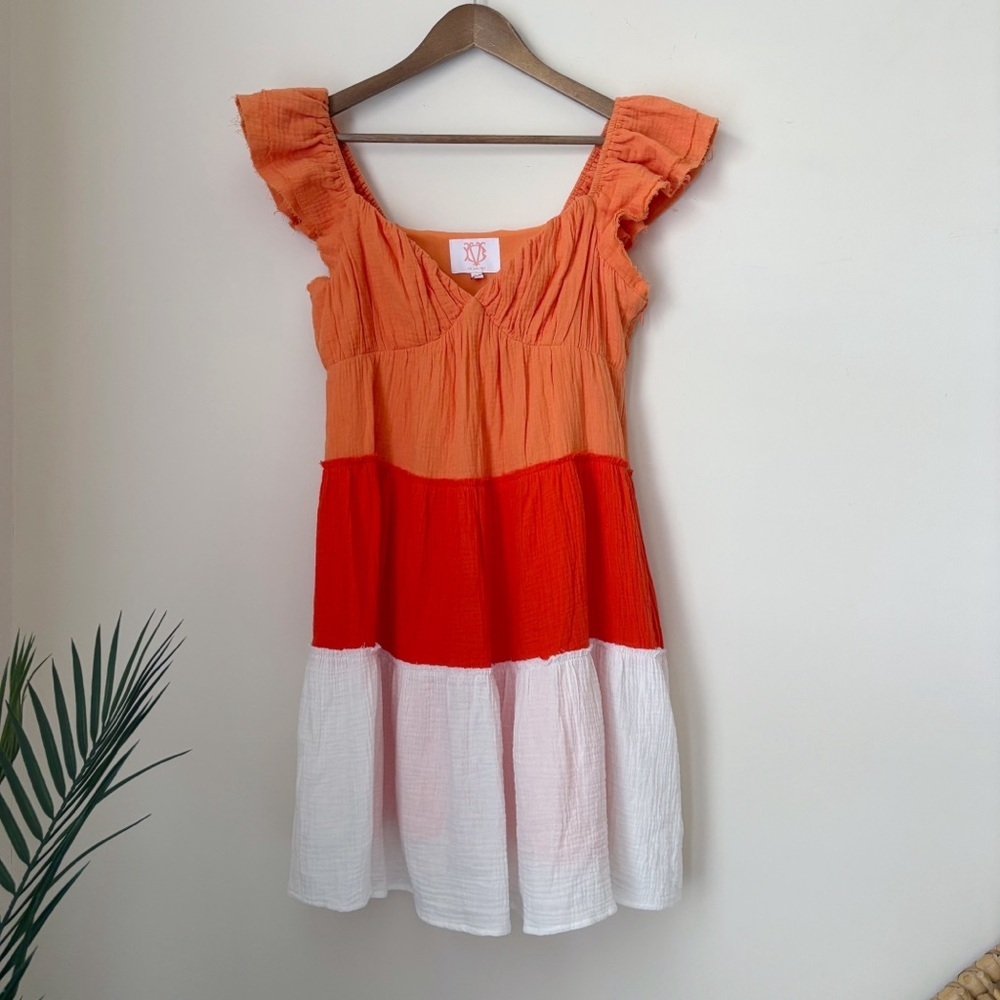 Victoria Dunn VD Lounge Colorblock Gauze Dress XS Summer Coastal - Picture 1 of 6